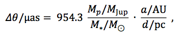 Astrometric Semi-Amplitude Calc
