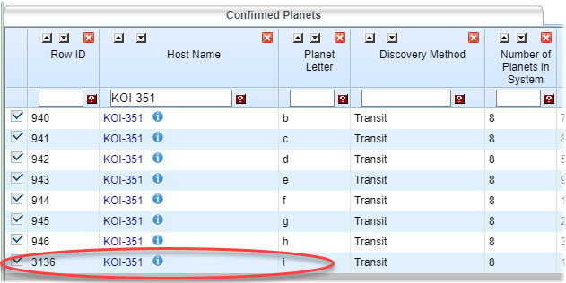 KOI-351 planets as viewed in Confirmed Planets interactive table
